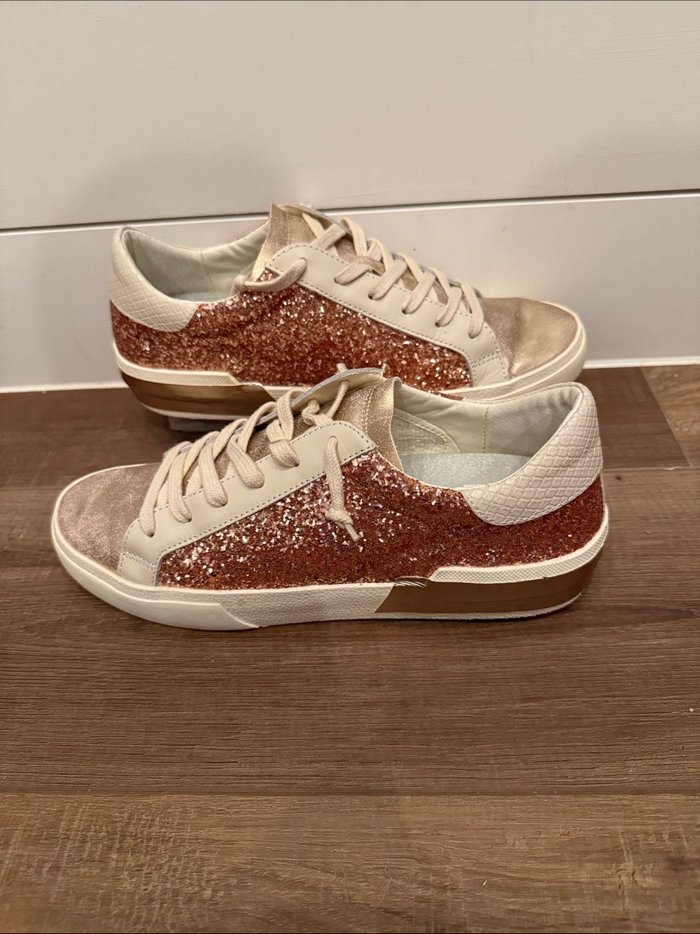 Dolce Vita Zina Sneakers in Rose Gold Glitter